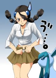 Rule 34 | 00s, 1girl, candice (pokemon), creatures (company), game freak, gen 4 pokemon, glaceon, gym leader, nintendo, pokemon, pokemon (creature), pokemon dppt, translation request, twintails
