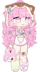 Rule 34 | backpack, bag, blush, bow, curly hair, gacha life, highres, hood, jewelry, leg warmers, necklace, no navel, non-web source, stomach, thigh acessories