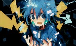 Rule 34 | 1girl, @ @, blue eyes, blue hair, crying, ene (kagerou project), headphones, kagerou project, long hair, solo, tears, twintails, yun (dust-i1)