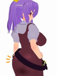Rule 34 | 1girl, ass, blush, female focus, looking back, purple hair, touhou, watatsuki no yorihime