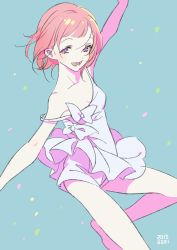 Rule 34 | 1girl, dancing, dated, highres, morikura en, original, pink hair, purple eyes, solo