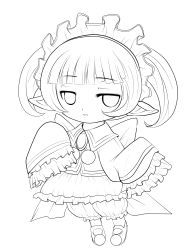 Rule 34 | 1girl, absurdres, atelier (series), atelier totori, chibi, chim (atelier), female focus, greyscale, hairband, highres, lineart, looking at viewer, monochrome, pointy ears, sleeves past wrists, solo, transparent background, twintails, yume shokunin
