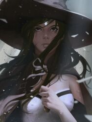 Rule 34 | cape, fragments, hat, hollizho, light, long hair, magic, original, ribbon, wind, witch, witch hat