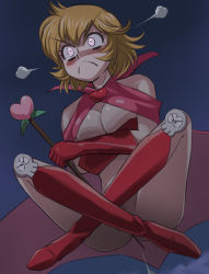 Rule 34 | 1girl, angry, bar censor, blonde hair, boots, breasts, breath, cape, censored, cleavage, cloak, costume, dororon enma-kun, enbi-chan, excited, female pubic hair, floating, from below, frown, fume, haruyama kazunori, heart, indian style, knee boots, medium breasts, naked cape, naked cloak, no bra, no mask, no panties, pubic hair, pubic hair peek, short hair, sitting, skull, solo, wand, when you see it