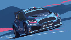 Rule 34 | blue theme, car, ford, ford puma, french flag, highres, motor vehicle, no humans, png pant (bus), race vehicle, racecar, rally car, shadow, sketch, spoiler (automobile), vehicle focus, world rally championship