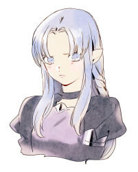 Rule 34 | 1girl, bad id, bad pixiv id, blue eyes, blue hair, braid, medea (fate), elf, fate/stay night, fate (series), long hair, matching hair/eyes, pointy ears, pout, solo, taa (acid), upper body