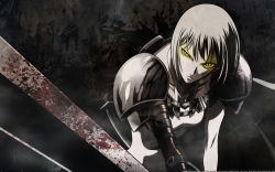 Rule 34 | 00s, armor, clare (claymore), claymore (series), claymore (sword), highres, solo, sword, wallpaper, weapon