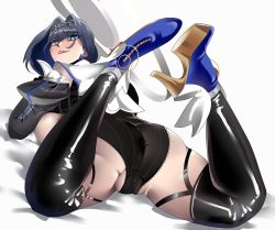 Rule 34 | 1girl, ass, black hair, blue eyes, highres, hololive, hololive english, huge ass, lastofrabbit, ouro kronii, short hair, smile, solo, virtual youtuber