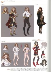 Rule 34 | alternate costume, bikini, boots, breasts, brown eyes, brown hair, cleavage, concept art, final fantasy, final fantasy type-0, gloves, hanaharu emina, highres, large breasts, long hair, official art, shirt, swimsuit, underboob, white shirt