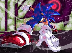 Rule 34 | absurdres, america senpai, breasts, closed mouth, commentary, english commentary, full body, furry, furry female, furry male, gloves, hand on floor, highres, male focus, medium breasts, rain, red footwear, shoes, sneakers, solo, sonic (series), sonic frontiers, sonic the hedgehog, spread legs, white gloves