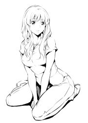 Rule 34 | 1girl, breasts, greyscale, hikapan, long hair, monochrome, original, saeki shun, simple background, solo, tosh (imonade ryouchou), white background