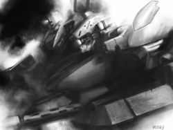 Rule 34 | armor, armored core, armored core: last raven, armored core: silent line, armored core last raven, armored core nexus, evangel, from software, greyscale, helmet, jack-o, machinery, mecha, monochrome, mozuo, no humans, robot, weapon, zinaida