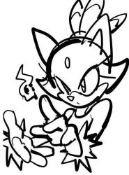 Rule 34 | 1girl, animal ears, blaze the cat, gloves, greyscale, monochrome, open mouth, solo, sonic (series), tagme, watatanza
