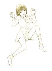 Rule 34 | 1girl, dress shirt, monochrome, original, shirt, sketch, socks, solo, traditional media, yoshitomi akihito