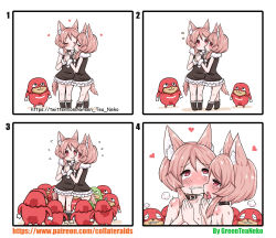 Rule 34 | 2girls, 4koma, absurdres, animal ears, artist name, bad id, bad pixiv id, black collar, black dress, black footwear, blush, blush stickers, boots, brown hair, clenched teeth, closed eyes, closed mouth, collar, comic, commentary request, dog ears, dog girl, dog tail, dress, drooling, flying sweatdrops, frilled dress, frills, fur-trimmed boots, fur-trimmed dress, fur trim, greenteaneko, heart, highres, holding hands, imminent kiss, meme, multiple girls, nude, original, ouka miko, palms together, red eyes, saliva, sleeveless, sleeveless dress, sonic (series), square 4koma, standing, sweat, tail, teeth, tongue, tongue out, ugandan knuckles, vrchat, watermark, web address, white background, yuri