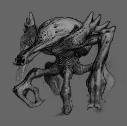 Rule 34 | alien, greyscale, monochrome, monochrome, monster, no humans, sketch, tagme, what