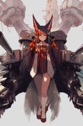 Rule 34 | 1girl, animal ears, azur lane, black hair, brown eyes, closed mouth, collarbone, fox ears, full body, hair ornament, highres, japanese clothes, jewelry, long hair, long sleeves, looking at viewer, nagato (azur lane), natsumoka, necklace, socks, solo, white socks