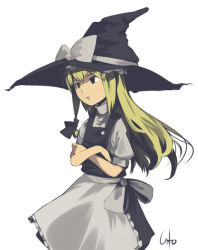 Rule 34 | 1girl, blonde hair, crossed arms, female focus, hat, inemuri uno, inemuriuno, kirisame marisa, simple background, solo, touhou, witch, witch hat