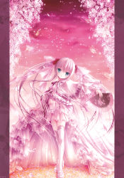 Rule 34 | 1girl, absurdres, ballerina, blue eyes, bug, butterfly, cherry blossoms, dress, floral print, folding fan, full body, hand fan, highres, insect, japanese clothes, kimono, layered dress, long hair, looking at viewer, non-web source, panties, pink dress, pink hair, pink panties, pink sky, pink theme, pink thighhighs, see-through, sky, standing, thighhighs, tinker bell (pixiv 10956015), twintails, underwear, zettai ryouiki
