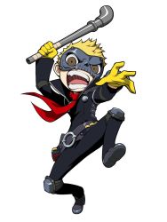 Rule 34 | 10s, 1boy, bandolier, belt, gloves, highres, mask, necktie, official art, persona, persona 5, persona q2: new cinema labyrinth, persona q (series), red neckwear, sakamoto ryuuji, skull mask, smoking pipe, utility belt, yellow gloves