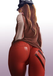 Rule 34 | ass, back, banned artist, bodysuit, bodysuit under clothes, cameltoe, dantewontdie, evangelion: 3.0 you can (not) redo, eyepatch, hat, highres, huge ass, jacket, long hair, multicolored bodysuit, multicolored clothes, neon genesis evangelion, orange hair, pilot suit, plugsuit, rebuild of evangelion, red bodysuit, shiny clothes, souryuu asuka langley, standing, thigh gap, twintails, very long hair, wide hips