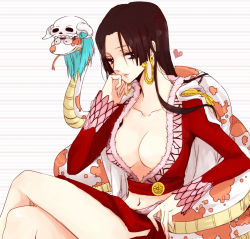 Rule 34 | boa hancock, breasts, cape, cleavage, epaulettes, highres, long hair, one piece, salome (one piece), skull, snake