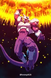 Rule 34 | 1boy, absurdres, arm up, armor, artist name, biceps, black nails, bracer, breastplate, colored skin, commentary request, cooler (dragon ball), dragon ball, dragonball z, energy, energy ball, fifth form (dragon ball), fingernails, glowing, glowing eyes, helmet, highres, horang4628, korean commentary, male focus, mask, muscular, muscular male, navel, purple skin, red eyes, solo, supernova (dragon ball), toenails, twitter username