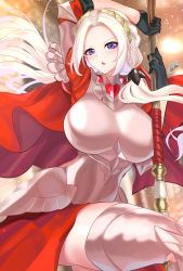 Rule 34 | 1girl, absurdres, alternate breast size, armor, axe, battle axe, boobplate, boots, breastplate, breasts, edelgard von hresvelg, fire emblem, fire emblem: three houses, fire emblem warriors: three hopes, highres, huge breasts, long hair, looking at viewer, nez-box, nintendo, open mouth, paid reward available, purple eyes, signature, solo, tagme, thigh boots, thighhighs, very long hair, weapon, white hair