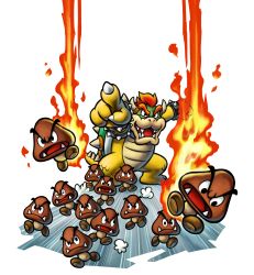Rule 34 | bowser, fire, goomba, highres, mario &amp; luigi rpg, mario &amp; luigi: bowser&#039;s inside story, mario (series), nintendo, official art, pointing, running