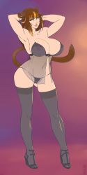 Rule 34 | 10s, 1girl, absurdres, animal ears, ass, breasts, brown hair, cat ears, cat girl, cat tail, curvy, facial mark, female focus, final fantasy, final fantasy xiv, gradient background, high heels, highres, holding, holding own hair, large breasts, lingerie, lips, lipstick, live for the funk, long hair, looking at viewer, makeup, mature female, miqo&#039;te, multicolored hair, nipples, panties, pinup (style), pumps, pussy, solo, standing, tail, thighhighs, uncensored, underwear, wide hips, yellow eyes