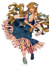 Rule 34 | 1girl, :d, blue footwear, blue skirt, blush, chinese commentary, commentary, detached sleeves, floating hair, frog hair ornament, full body, gohei, green eyes, green hair, hair between eyes, hair ornament, hair tubes, highres, holding, holding gohei, kochiya sanae, lizeyan, long hair, looking at viewer, open mouth, shirt, shoes, simple background, skirt, smile, socks, solo, teeth, touhou, upper teeth only, very long hair, weibo logo, weibo watermark, white background, white shirt, white sleeves, white socks, wide sleeves