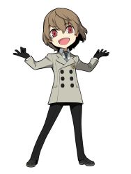 Rule 34 | 10s, 1boy, akechi gorou, black gloves, brown hair, gloves, grey jacket, highres, jacket, male focus, necktie, official art, persona, persona 5, persona q2: new cinema labyrinth, persona q (series), red eyes, short hair, smile, solo