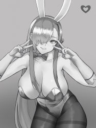Rule 34 | 1girl, absurdres, animal ears, asuna (blue archive), asuna (bunny) (blue archive), bare shoulders, blue archive, bow, bowtie, breasts, cleavage, detached collar, elbow gloves, fake animal ears, gloves, greyscale, hair over one eye, highleg, highleg leotard, highres, iiros, large breasts, leotard, long hair, looking at viewer, mole, mole on breast, monochrome, pantyhose, playboy bunny, rabbit ears, smile, solo, strapless, strapless leotard, thighs, traditional bowtie