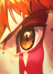 Rule 34 | 2boys, archer (fate), blood, blood on face, close-up, cloud, cloudy sky, emiya shirou, eye focus, eye reflection, fate/stay night, fate (series), highres, male focus, multiple boys, red hair, reflection, sky, sword, unlimited blade works (fate), weapon, yellow eyes, zonotaida