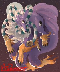 Rule 34 | claws, digimon, digimon (creature), highres, kitsune, kyuubi, multiple tails, tail, yin yang, youkomon