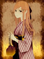 Rule 34 | 1girl, artist request, bleach, female focus, highres, inoue orihime, japanese clothes, kimono, long hair, smile, solo