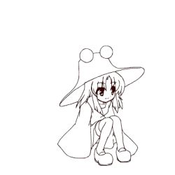 Rule 34 | 1girl, animated, animated gif, female focus, full body, hat, heaven-moon, lowres, monochrome, moriya suwako, parted bangs, shoes, skirt, solo, spinning, standing, thighhighs, touhou