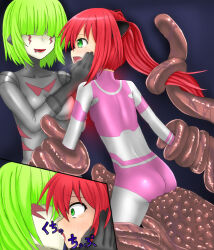 Rule 34 | 2girls, bound, defeat, grabbing another&#039;s hair, kiss, multiple girls, original, restrained, tagme, tentacles, tokusatsu, yuri