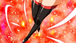 Rule 34 | 1girl, black thighhighs, bodysuit, gender request, genderswap, henshin, mecha musume, mitsuka souji, ore twintail ni narimasu, red background, red theme, solo, tailred, thighhighs, thighs, transformation, yuto (dialique)