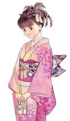 Rule 34 | 1girl, absurdres, brown eyes, brown hair, hair ornament, highres, i&quot;s, japanese clothes, katsura masakazu, kimono, official art, solo, yoshizuki iori