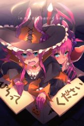 Rule 34 | 2girls, armor, asymmetrical horns, bikini armor, blue eyes, blush, breasts, cape, curled horns, dragon girl, dragon horns, dragon tail, dress, dual persona, echo (circa), elizabeth bathory (brave) (fate), elizabeth bathory (fate), elizabeth bathory (halloween caster) (fate), fate/grand order, fate (series), hair ribbon, hat, horns, long hair, looking at viewer, multiple girls, open mouth, pauldrons, pink hair, pointy ears, red armor, ribbon, shoulder armor, small breasts, smile, striped clothes, striped dress, sword, tail, two side up, uneven horns, vertical-striped clothes, vertical-striped dress, weapon, white cape, witch hat