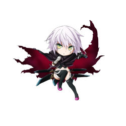 Rule 34 | 1girl, bandaged arm, bandages, black cloak, black footwear, black gloves, black panties, black shirt, black thighhighs, blush, boots, chibi, cloak, dagger, facial scar, fate/grand order, fate (series), fingerless gloves, gloves, green eyes, hair between eyes, highres, holding, holding dagger, holding knife, holding weapon, jack the ripper (fate/apocrypha), knife, kuena, looking at viewer, multicolored cloak, navel, panties, parted lips, red cloak, scar, scar across eye, scar on cheek, scar on face, sheath, shirt, silver hair, simple background, single glove, solo, string panties, thigh boots, thighhighs, two-sided cloak, two-sided fabric, underwear, weapon, white background
