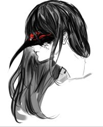 Rule 34 | 1girl, closed mouth, cropped head, eye mask, highres, kamishiro rize, long hair, profile, simple background, solo, spot color, tokyo ghoul, white background, yourfreakyneighbourh