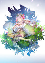 Rule 34 | 1girl, ;o, atelier (series), atelier sophie, boots, female focus, flower, gloves, hair flower, hair ornament, highres, official art, one eye closed, plachta, short hair, skirt, solo, thigh boots, thighhighs, white hair, yuugen