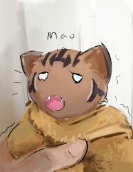 Rule 34 | 1other, absurdres, animal, animal focus, azumanga daiou, cat, highres, holding, holding animal, liamickpie, looking at another, open mouth, solo focus, sound effects