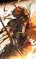 Rule 34 | 2boys, aiming, aiming at viewer, arrow (projectile), bow (weapon), copyright name, hat, holding, holding bow (weapon), holding weapon, male focus, multiple boys, one eye covered, pixiv fantasia, pixiv fantasia fallen kings, red hair, rei (sanbonzakura), torn clothes, weapon