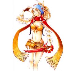 Rule 34 | 1girl, absurdres, belt, belt pouch, bikini, bikini top only, bikini under clothes, braid, breasts, cleavage, closed mouth, commentary, dagger, final fantasy, final fantasy x, final fantasy x-2, fingerless gloves, gloves, green eyes, hairband, hand up, highleg, highleg bikini, highres, holding, holding weapon, knife, lips, long hair, looking at viewer, medium breasts, midriff, miniskirt, navel, pouch, rikku (ff10), rodrigo yoshimiya, scarf, simple background, skirt, smile, solo, stomach, swimsuit, weapon, white background, winter clothes