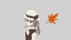 Rule 34 | + +, 1girl, animated, animated gif, ascot, autumn leaves, bad id, bad tumblr id, brown eyes, falling leaves, grey background, grey hair, hat, leaf, long hair, looking at viewer, lowres, maple leaf, original, simple background, smile, solo, sparkling eyes, sumashi, wavy hair