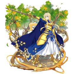 Rule 34 | 1girl, alice zuberg, armor, armored boots, armored dress, blonde hair, blue dress, blue eyes, boots, breastplate, dress, faulds, floating hair, full body, hairband, highres, holding, holding sword, holding weapon, long hair, official art, outstretched arm, pauldrons, ponytail, shoulder armor, sidelocks, solo, sword, sword art online, transparent background, very long hair, weapon, white hairband