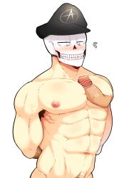 Rule 34 | 2boys, abs, absurdres, ass, blush, erection, highres, multiple boys, muscular, nipples, pectorals, penis, restrained, shadman, sweat, yaoi